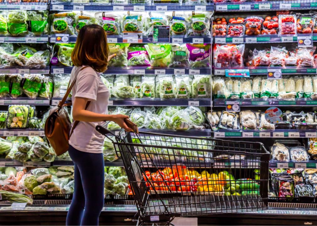 Woman shopping in supermarket