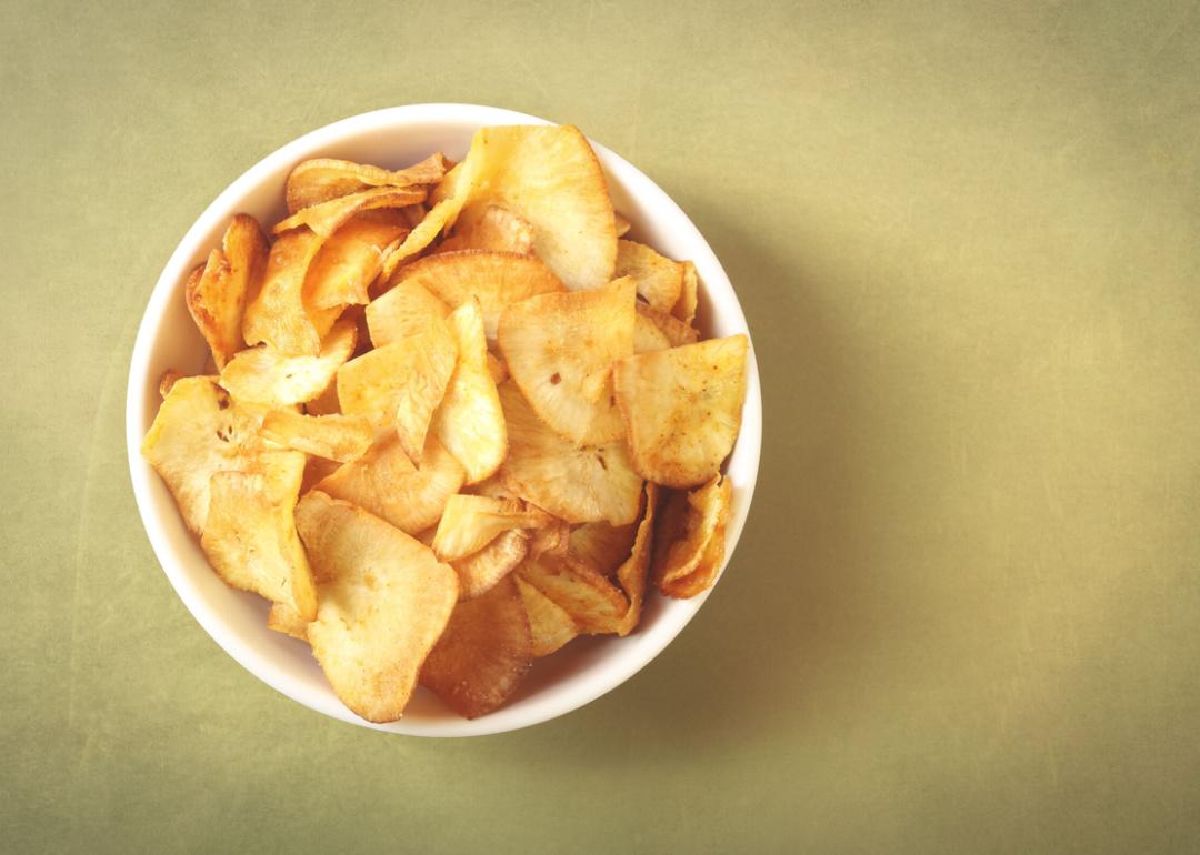 Bowl of yucca chips.