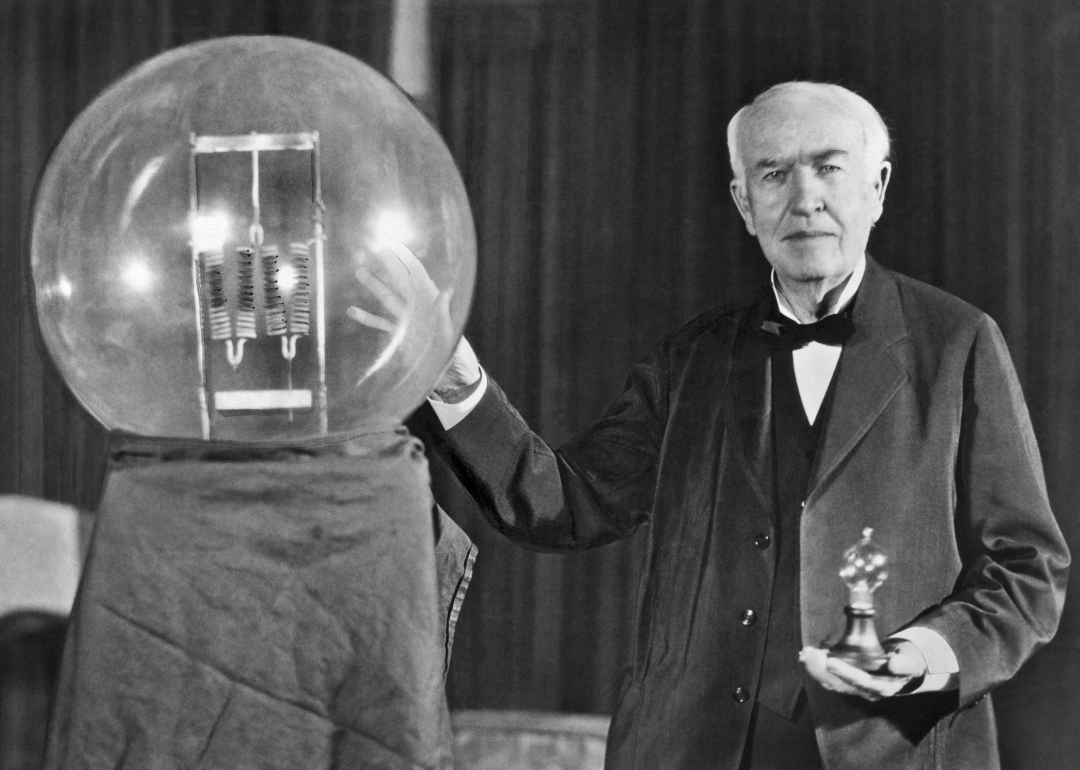 Thomas Edison at the lightbulb