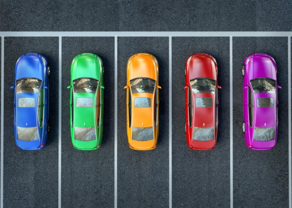 Colorful cars in a row.