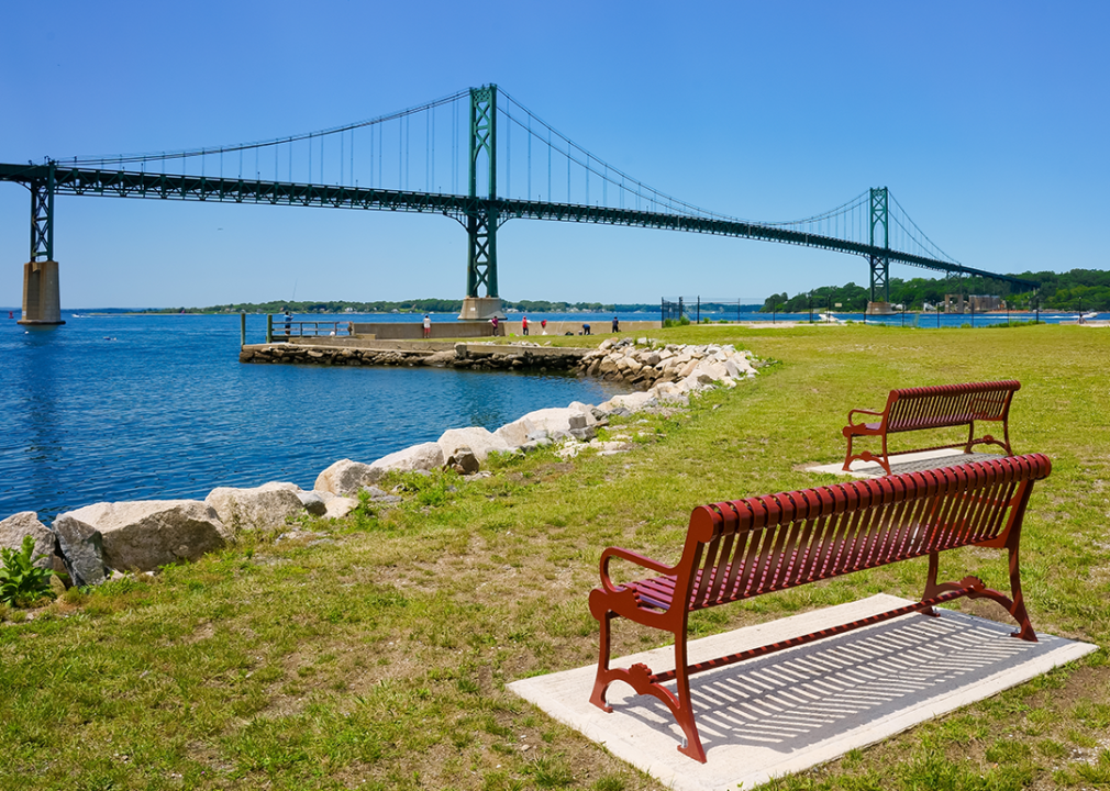 Best county to live in for every state View of Mt. Hope bridge over Narragansett bay from Bristol.