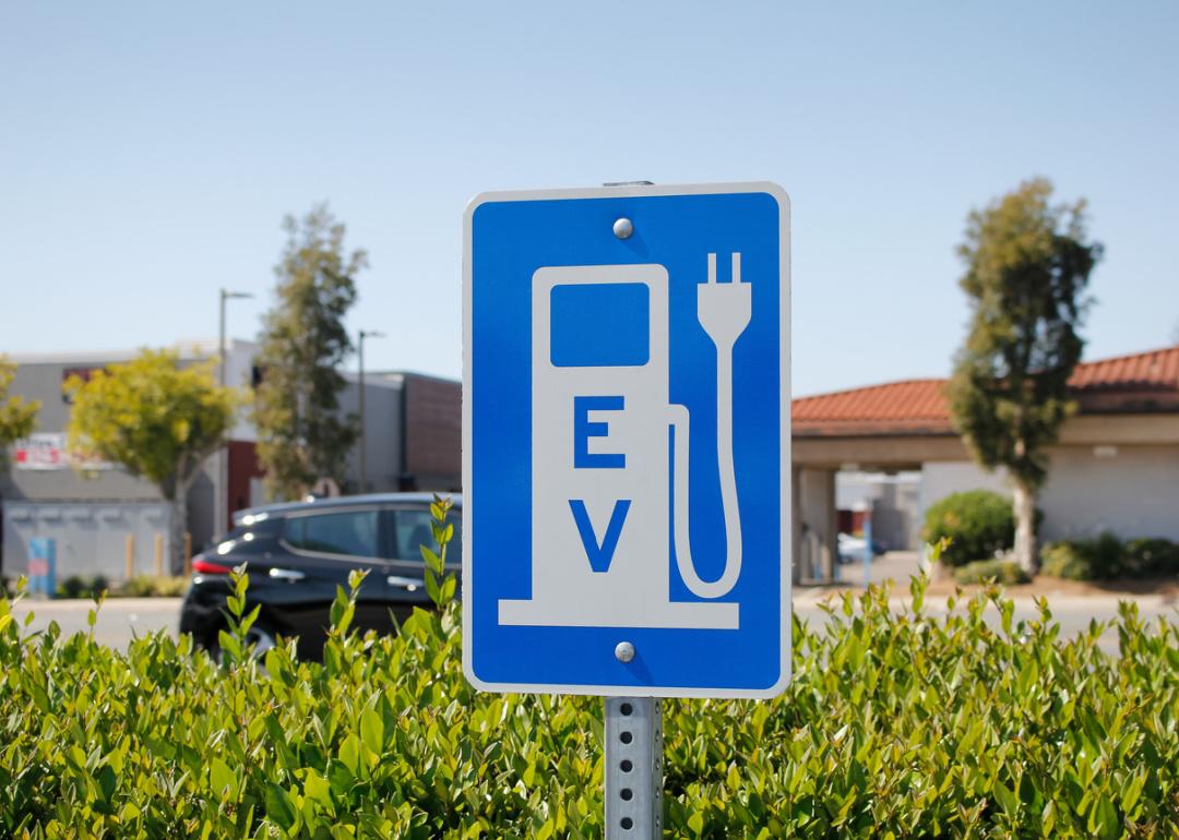 Electric vehicle parking and charging sign.