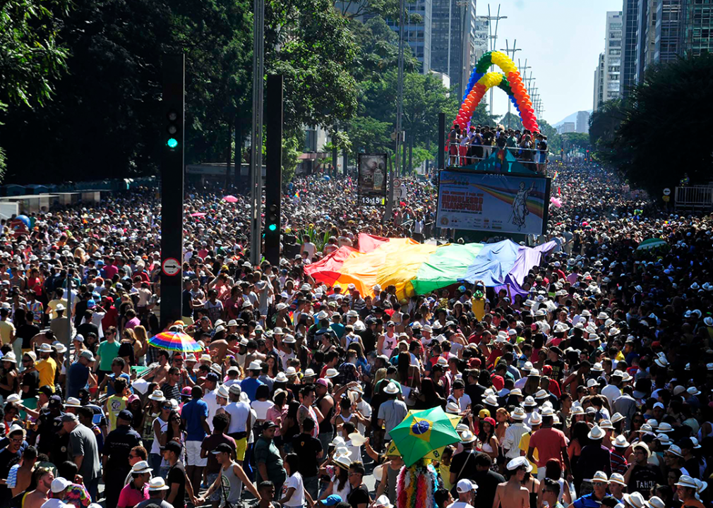 The Sao Paulo Pride Parade on Avenida Paulista.