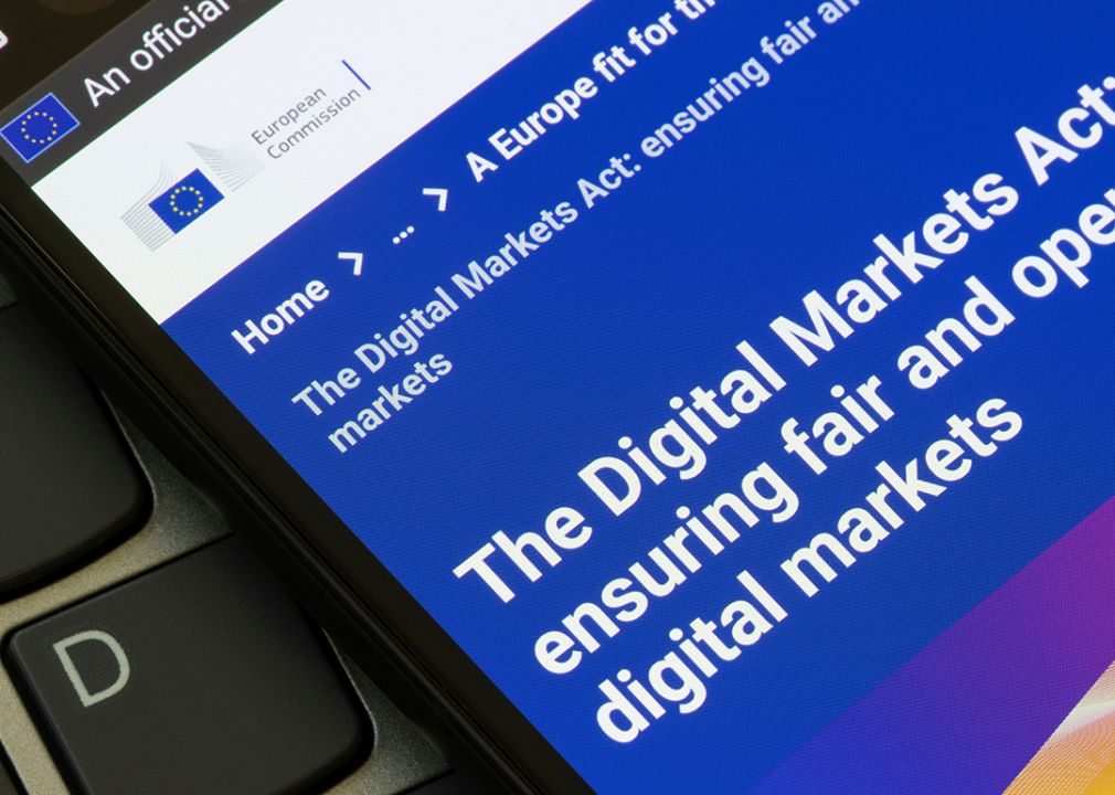 Digital Markets Act webpage on phone.