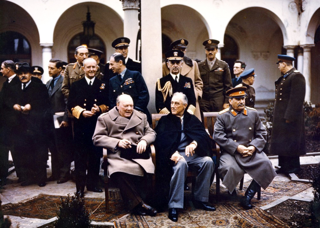 Winston Churchill, Franklin D. Roosevelt and Joseph Stalin at Yalta Conference.
