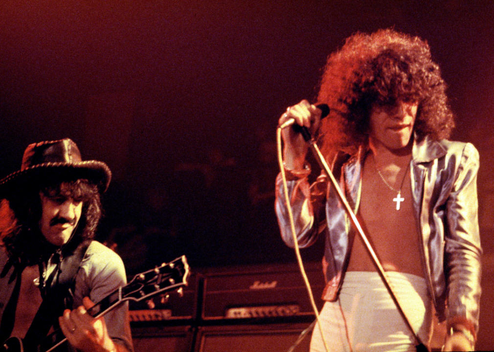 Nazareth perform on stage in 1975