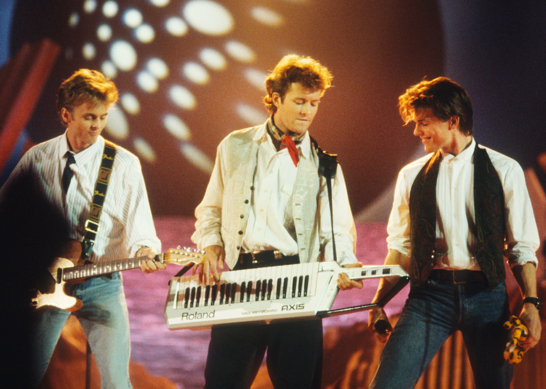 A-ha performing in concert.