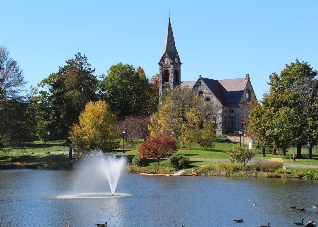 University of Massachusetts Campus Pond with Old Chapel in the Background