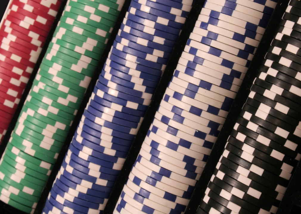 Rows of poker chips.