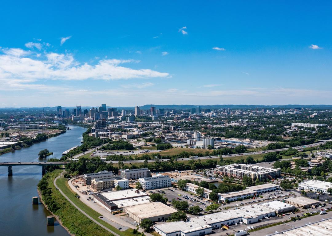 Aerial view West Nashville and surrounding.