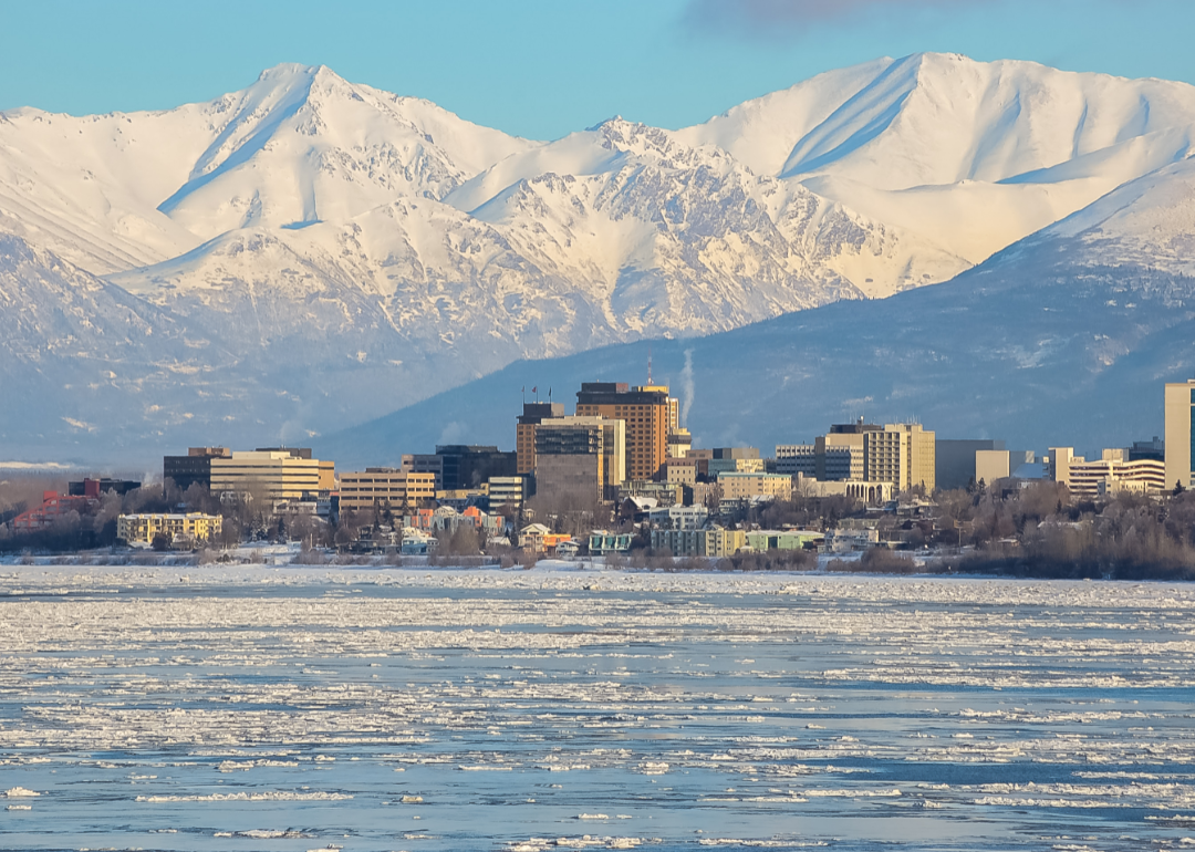 Anchorage skyline in winter.