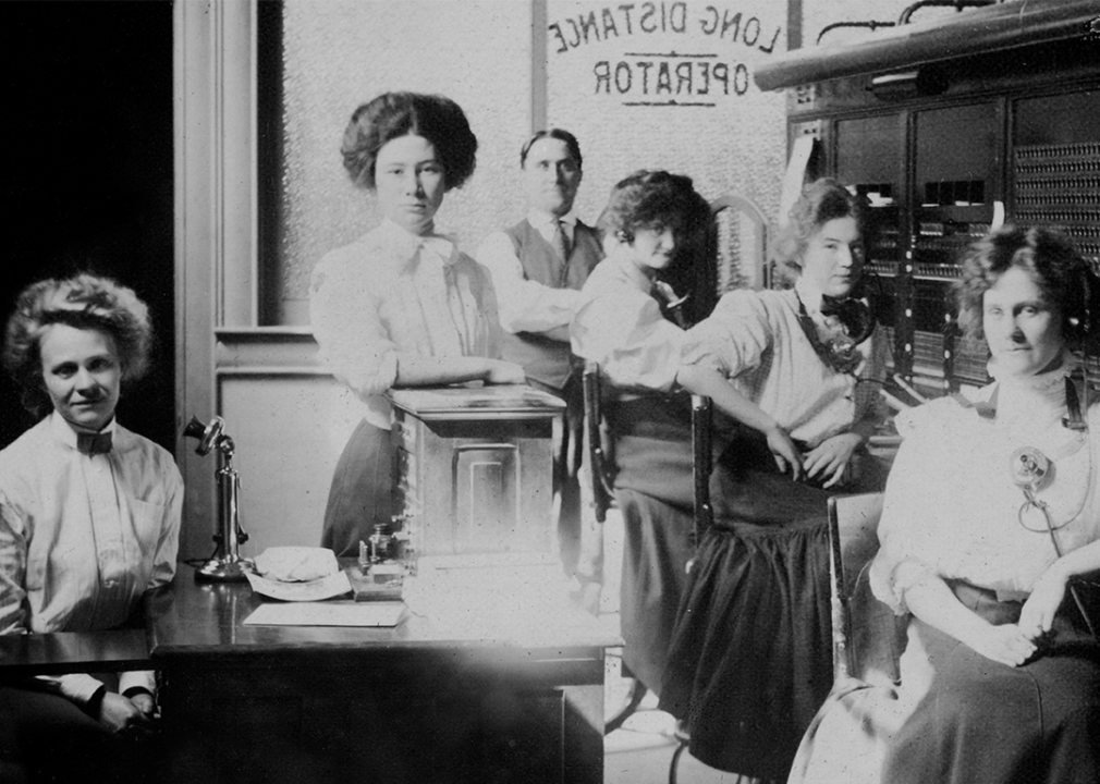 Switchboard operators pose for a photo.