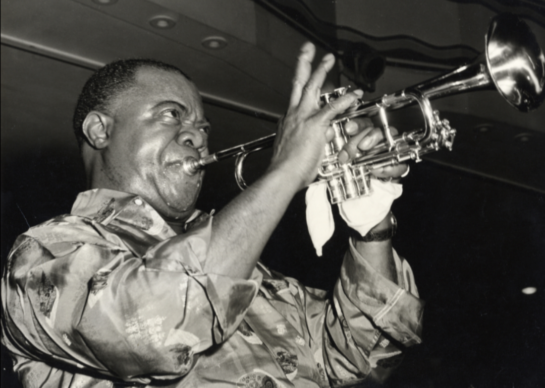 Louis Armstrong in the documentary 'Louis Armstrong's Black & Blues'.