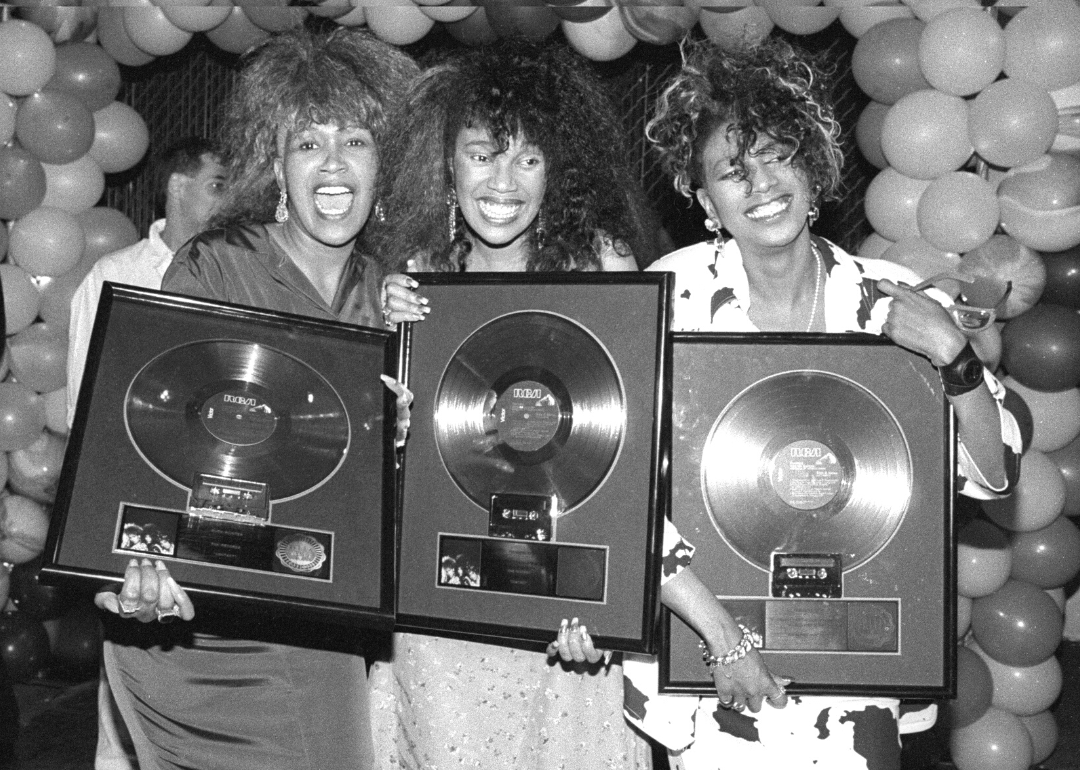 The Pointer Sisters pose with gold records