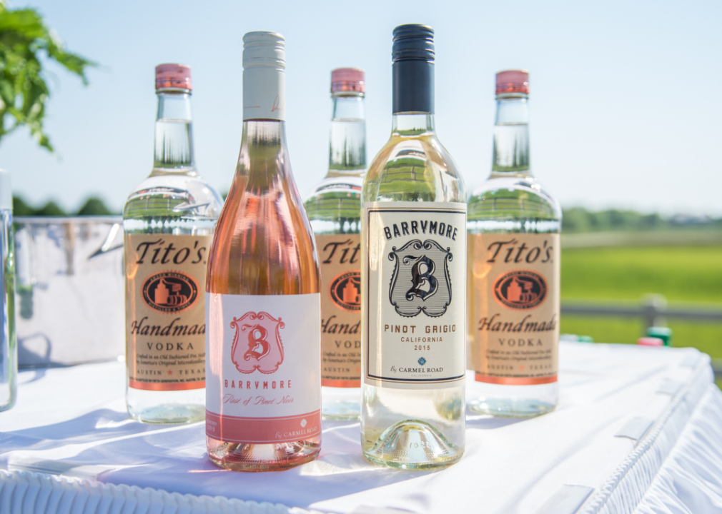 Two bottles of Barrymore Wine on table