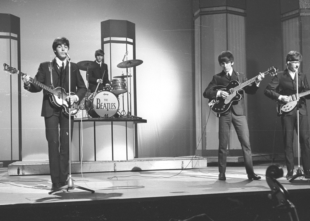 The Beatles perform at the London Palladium.