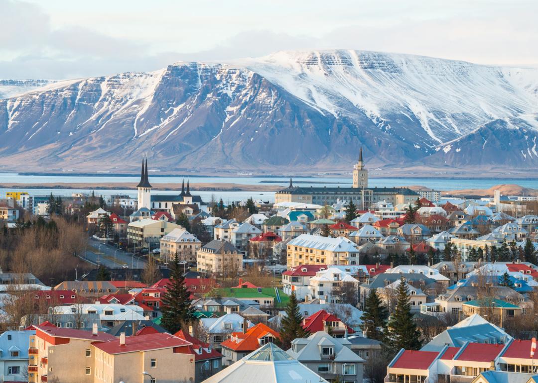 Aerial view of Reykavik skyline.