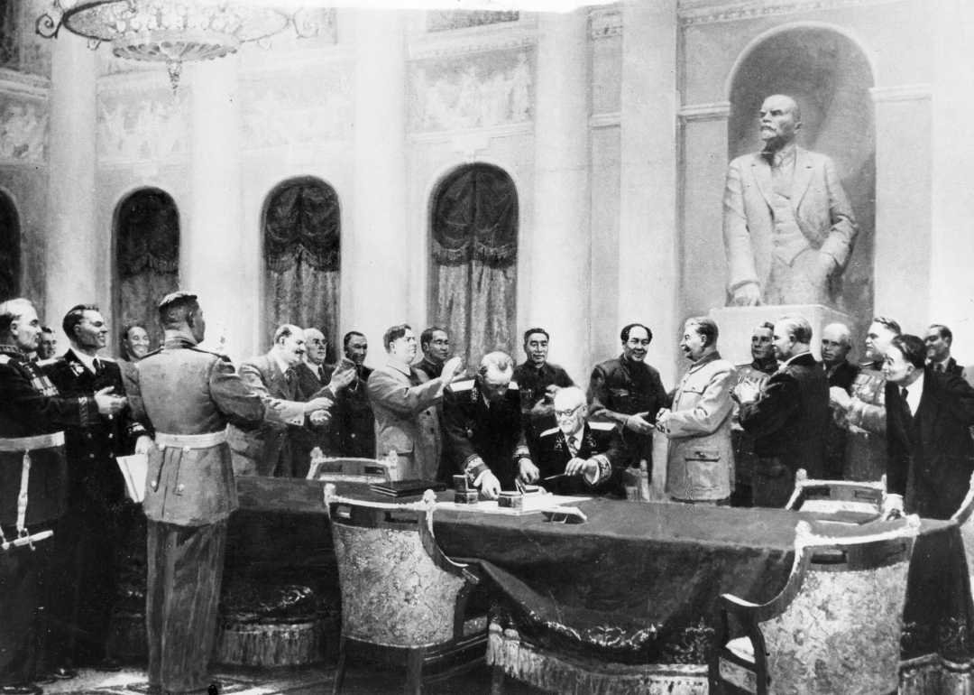 ‘In the name of peace’ a Soviet painting depicting the signing of the treaty of friendship
