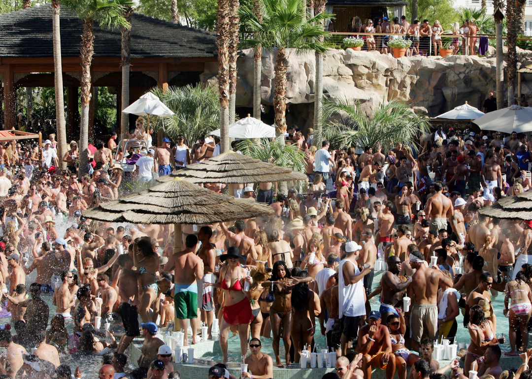 Thousands of guests party at the pool at the Hard Rock Hotel & Casino during Rehab.