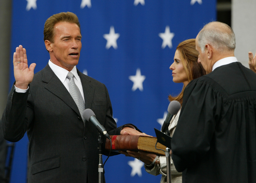 Arnold Schwarzenegger is sworn in as the 38th governor of California.