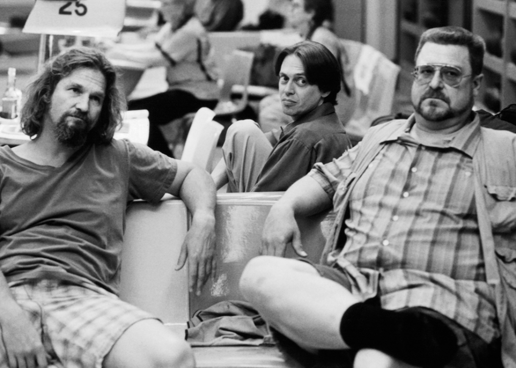 Jeff Bridges, Steve Buscemi, and John Goodman on the set of ‘The Big Lebowski’.