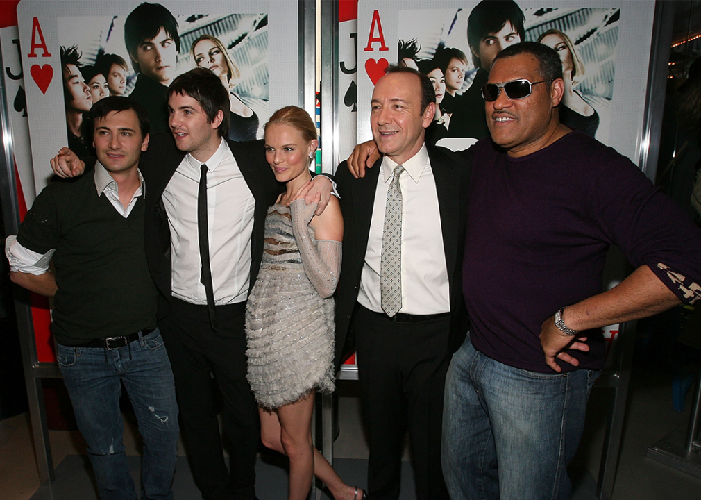 Robert Luketic, Jim Sturgess, Kate Bosworth, Kevin Spacey, and Laurence Fishburne at the ’21’ premiere.