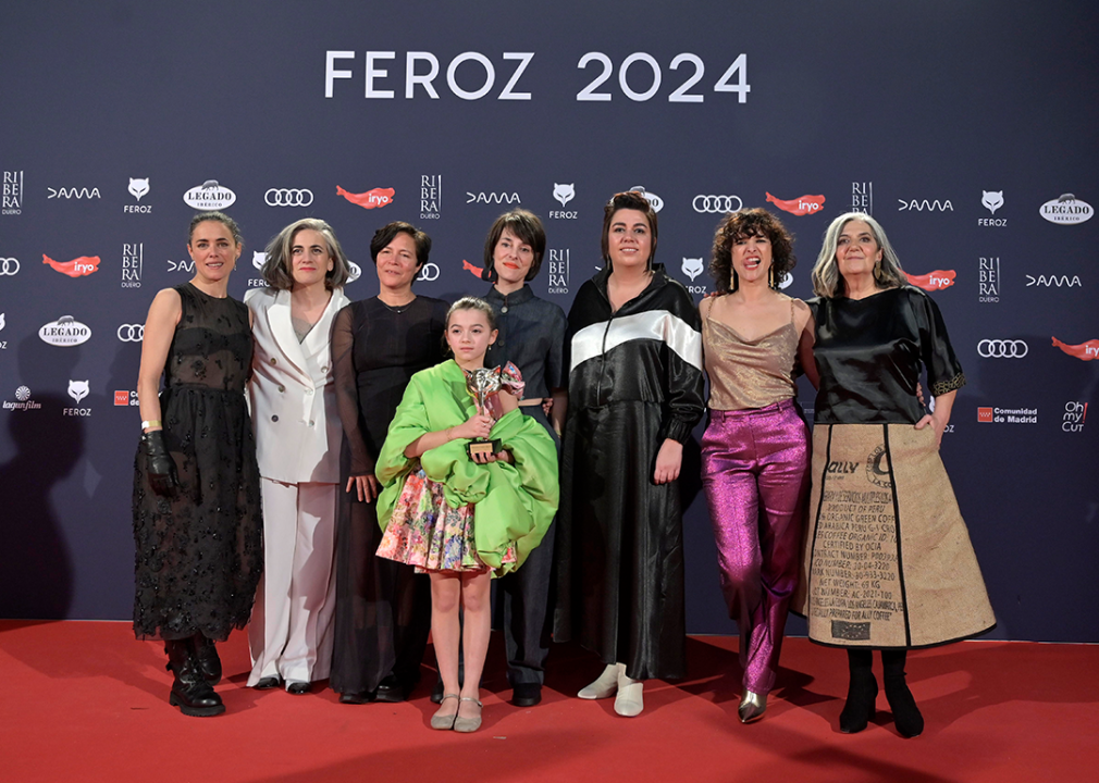 Director and cast of ’20,000 Species of Bees’ pose in the press room during Feroz Awards 2024.