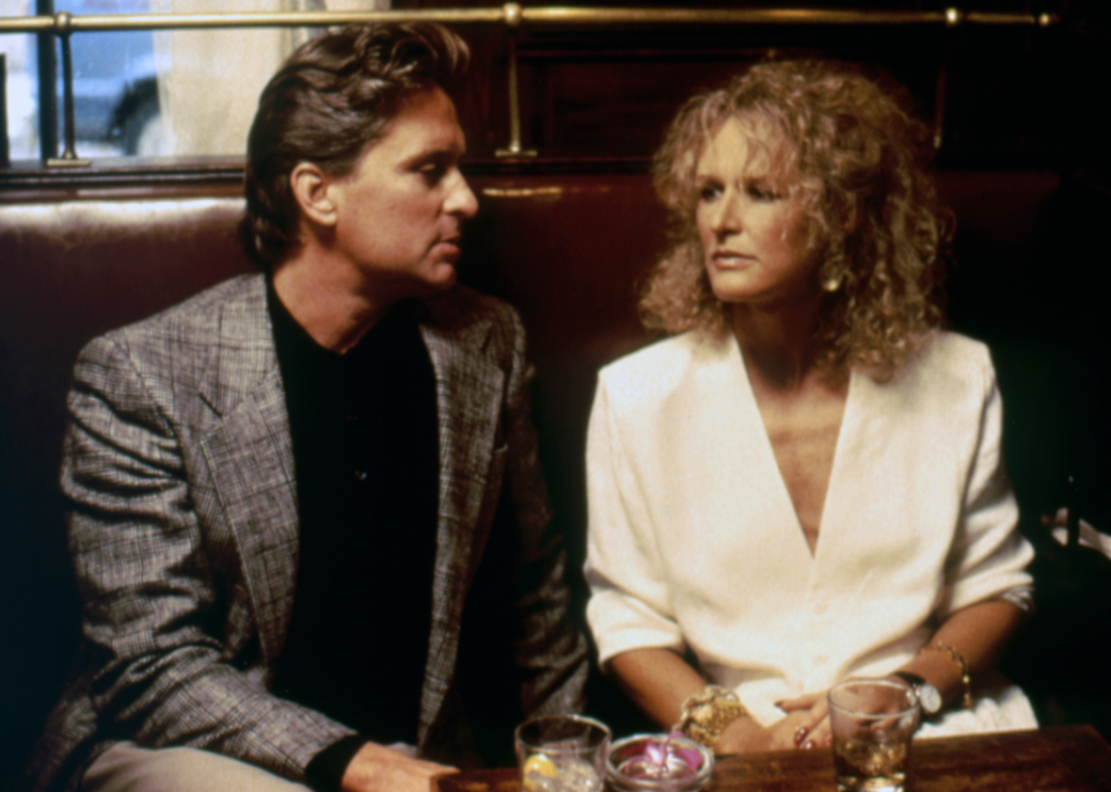 Michael Douglas and Glenn Close on the set of ‘Fatal Attraction.’