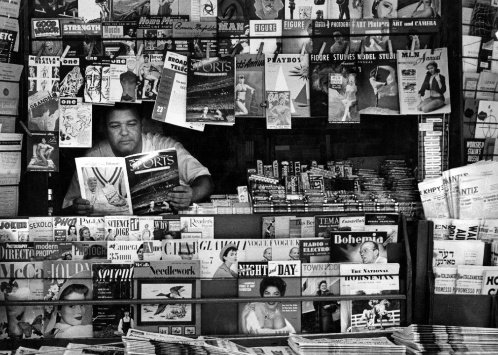 Magazine vendor at newsstand