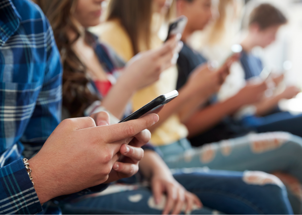 High School Students Using Mobile Phones