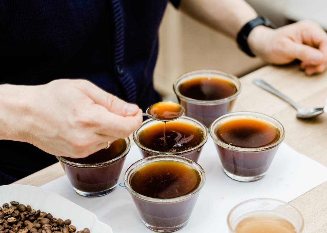 Professional cupping coffee.