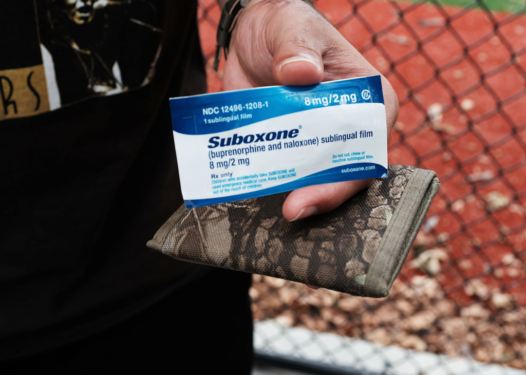 Hand holding a package of Suboxone.