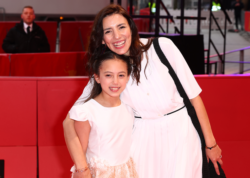 Lila Aviles and Naima Senties pose together at the "Totem" premiere during the 73rd Berlinale International Film Festival.