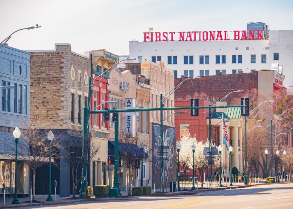 A downtown street.