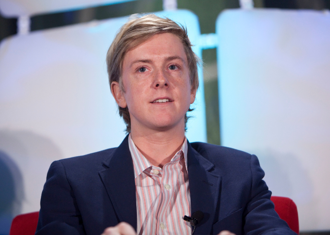 Chris Hughes speaks during the TechCrunch Disrupt conference.