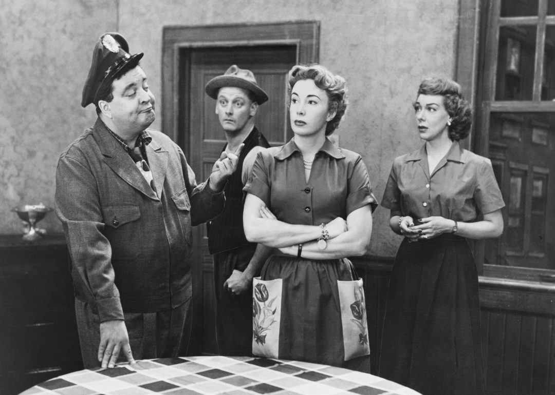 Jackie Gleason, Art Carney, Audrey Meadows, and Joyce Randolph in ‘The Honeymooners’.