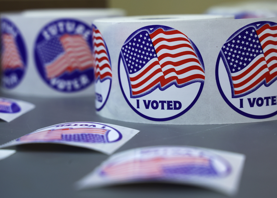 ‘I voted' flag stickers displayed at polling station