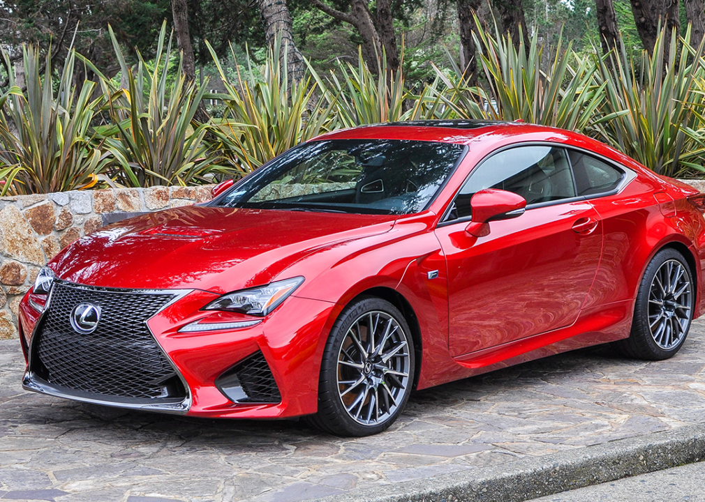 Red Lexus RC F Sport Coupe.