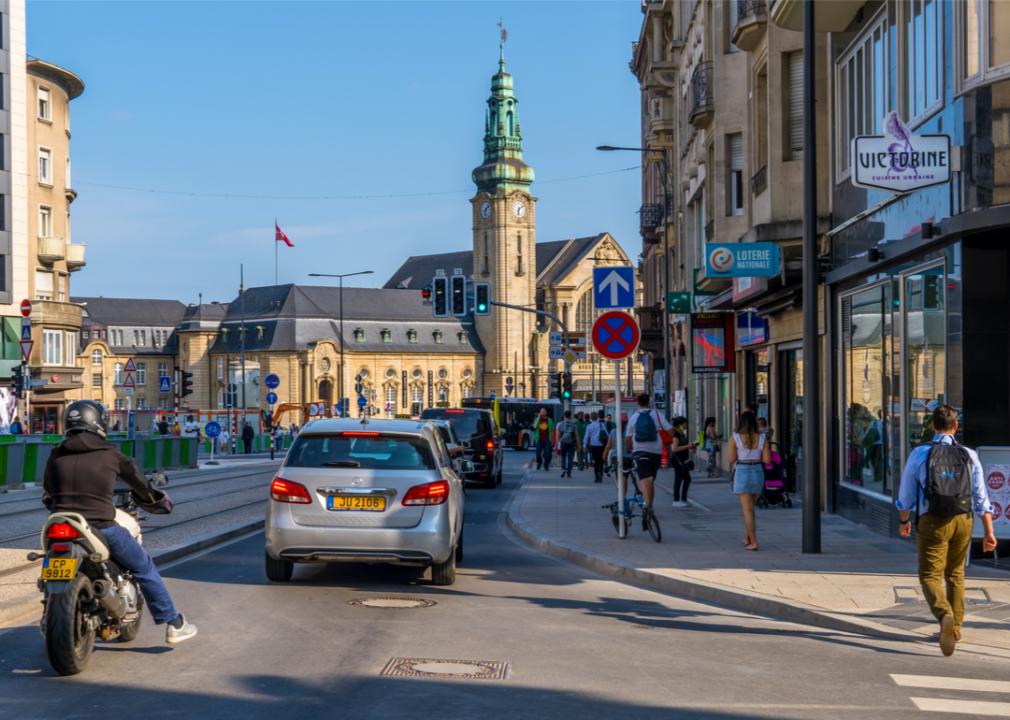 Pedestrians and traffic in Luxembourg