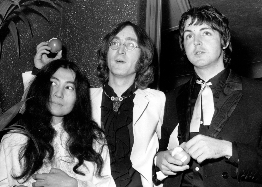 John Lennon, Yoko Ono and Paul McCartney at an Apple Event.
