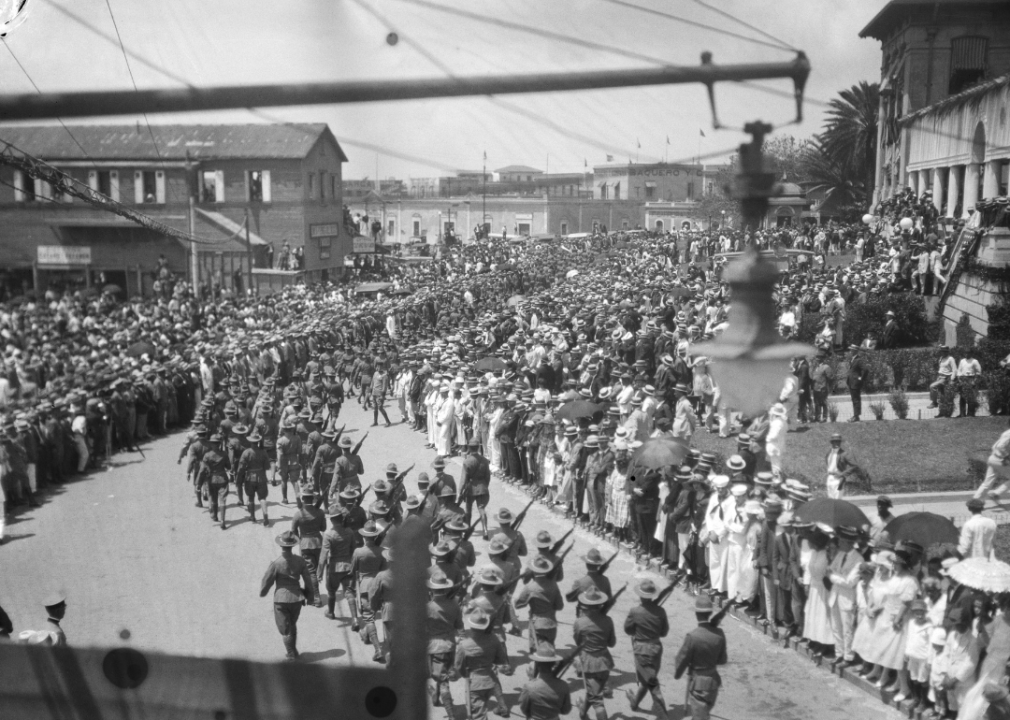 Military participate in parade in San Juan