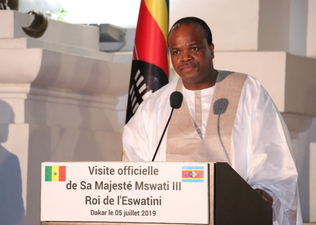 King of Swaziland Mswati III speaks during press conference