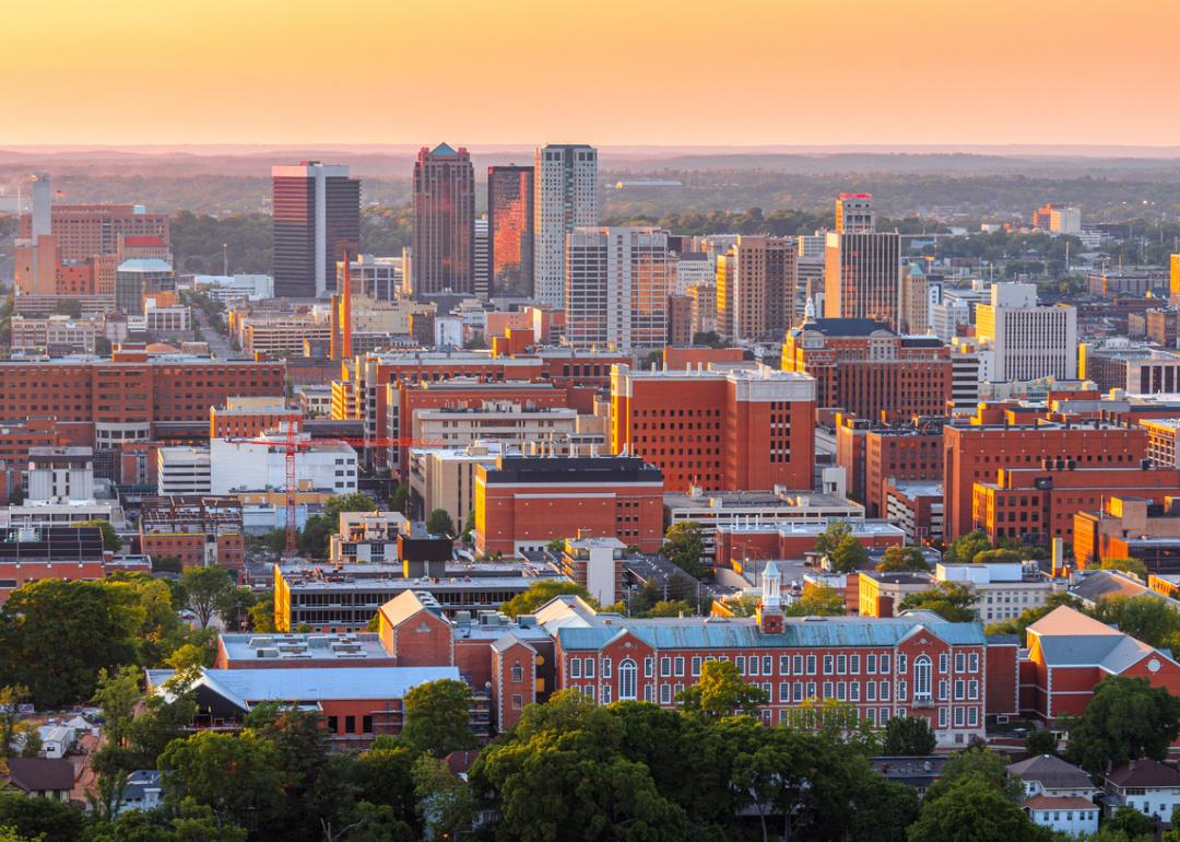 Birmingham skyline at dusk.