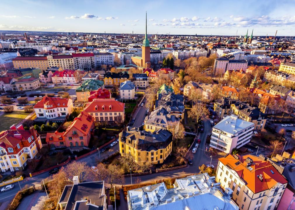 Aerial view of Helsinki in spring.