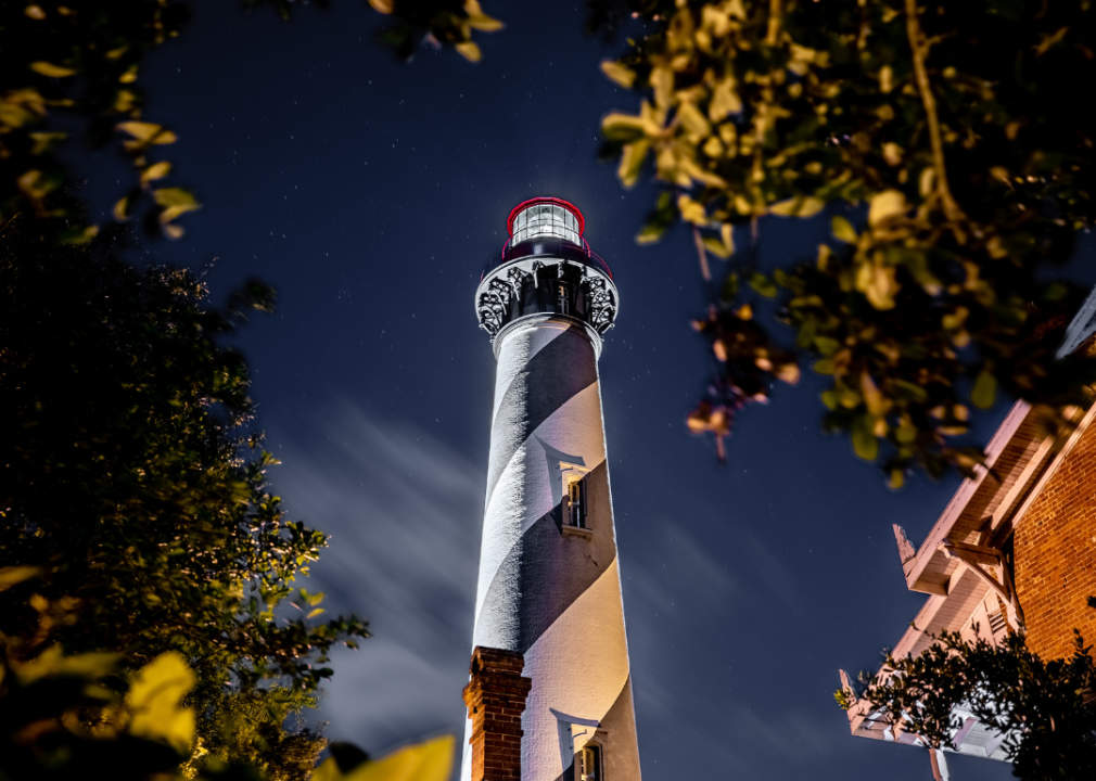 St Augustine Lighthouse at night.