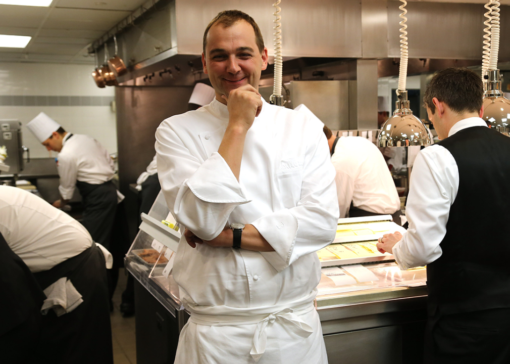 Daniel Humm poses in the Eleven Madison Park Restaurant kitchen.
