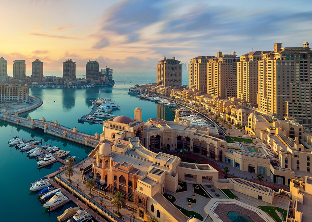 Aerial view of Peral Qatar Porto Arabia.