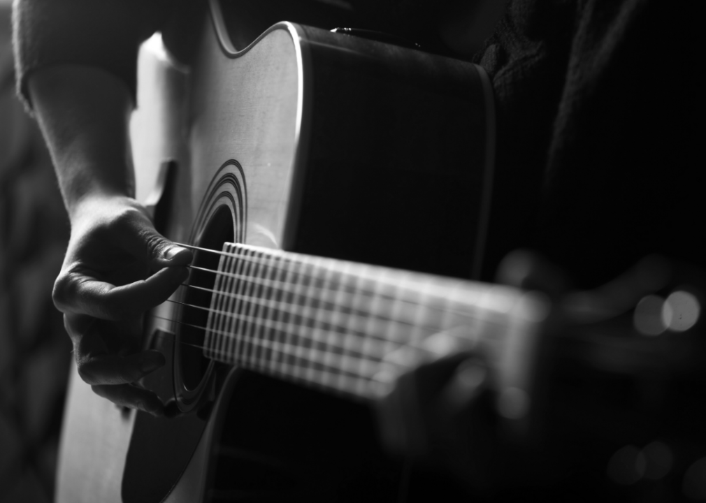 Detail of acoustic guitar.