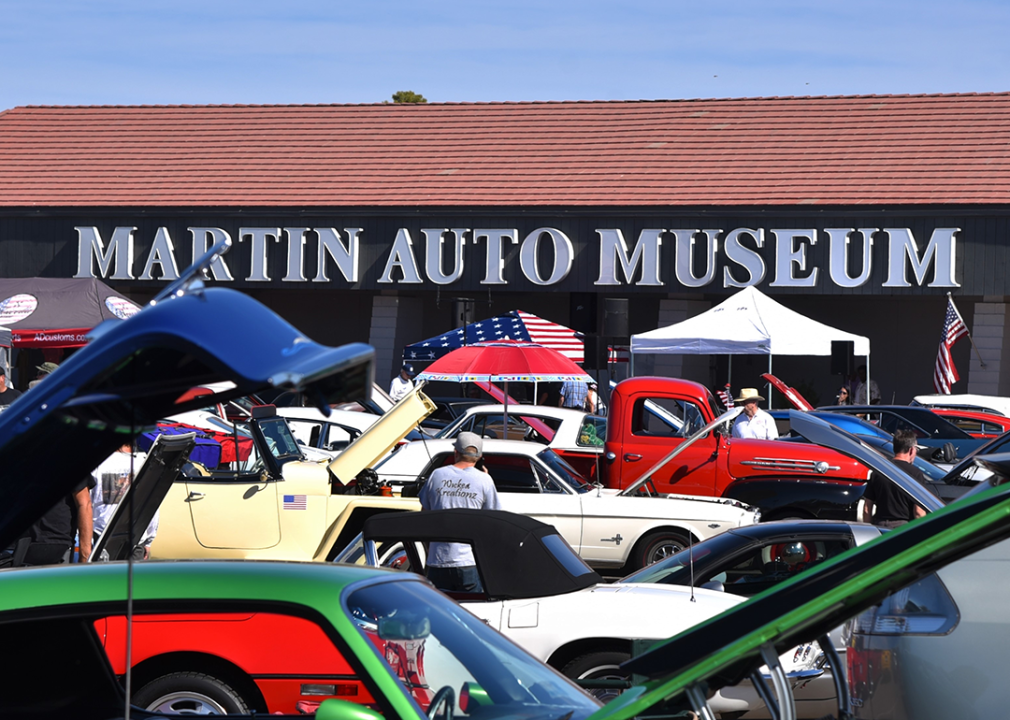 Outdoor car show at Martin Auto Museum.
