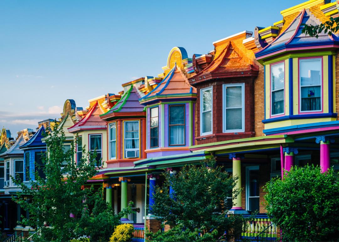 Colorful row houses in Baltimore
